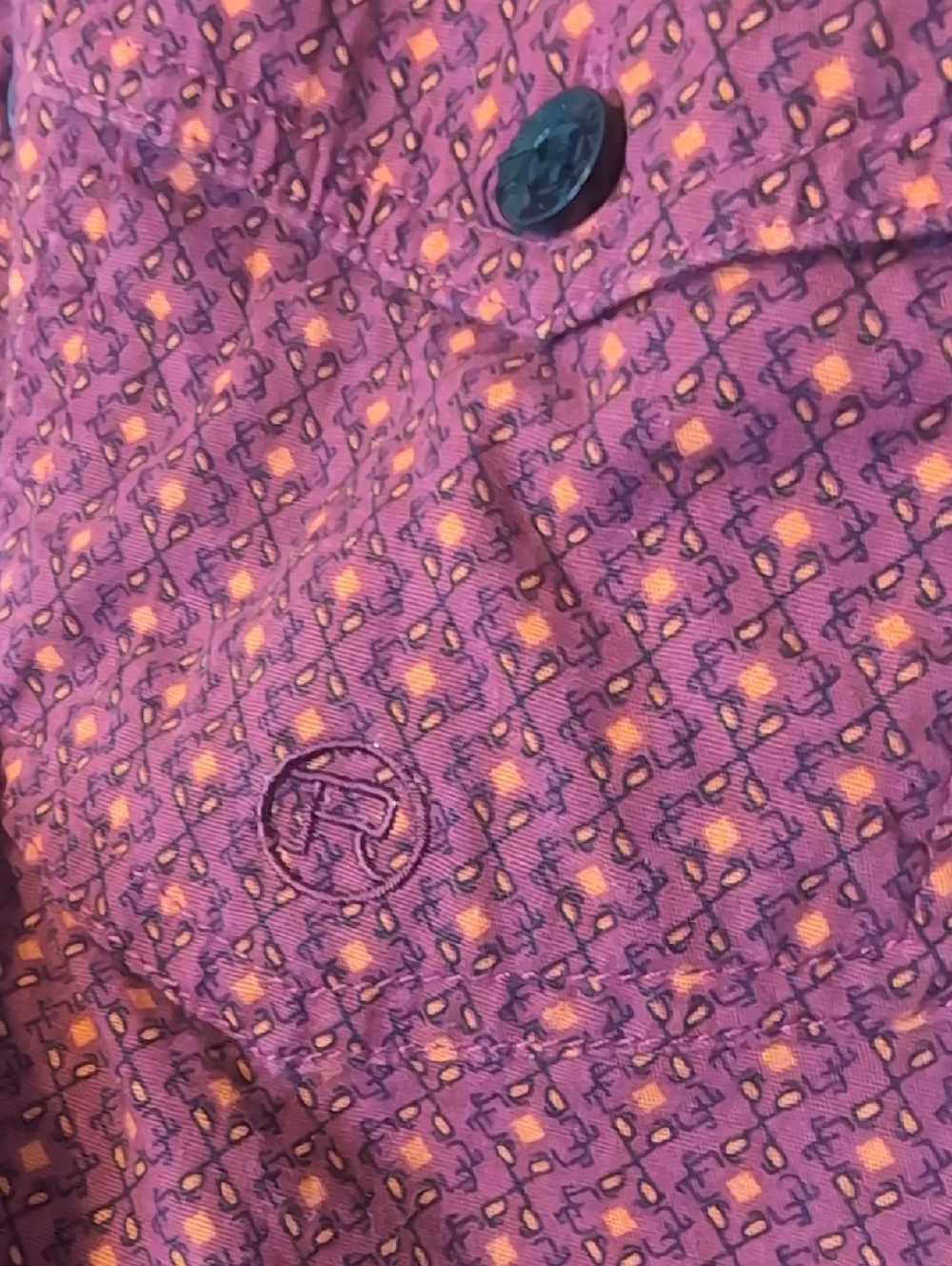 Roper Burgundy Printed Long-Sleeve Button-Down Western Dress Shirt - Picture 3 of 5